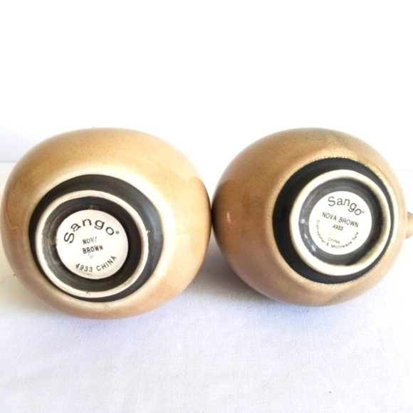 Sango Nova Brown Creamer and Sugar with Lid - Picture 8 of 8